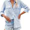 Men's Classic Stripe Shirt – Versatile Style in Black, Blue & Brown by Khanluxe