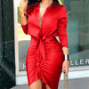 Elegant Lace-Up Midi Dress by Khanluxe