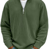 Corduroy Zipper Stand Collar Sweatshirt Fashion Warm Solid Color Long Sleeve Top Men's Casual Polo Shirt Clothing by Khanluxe