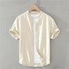 Japanese Linen Shirt Men Up-to-neck by null