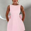 Pearl Bow Backless Evening Dress – Sculptural Elegance by Khanluxe