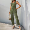 Women's V-neck Sleeveless Jumpsuit – Chic One-Piece Day to Night by Khanluxe