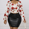 Ladies' Fashionable And Elegant New Long Sleeved Elegant Floral Print Shirt Top by maamgic