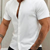 New Cardigan Stand Collar Men's Short-sleeve Shirts by maamgic