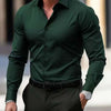Men's Shirt Business Button Down Shirt Summer Solid Color Long Sleeve Lapel Vacation Shirt Fashion Temperament Casual Tops by maamgic
