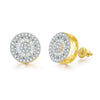 Hip Hop Round Diamond Gold-plated Thread Earrings by maamgic