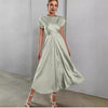 Lace-up Satin Sleeve Dress by Khanluxe