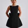 Pearl Bow Backless Evening Dress – Sculptural Elegance by Khanluxe