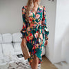 Autumn V-Neck Dress — Dark Green by Khanluxe