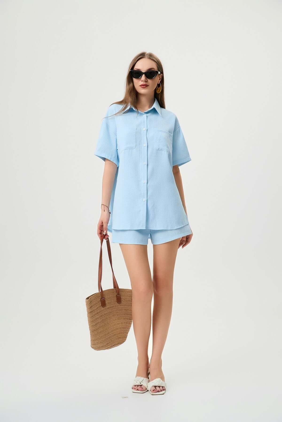 Waffle Shirt & Shorts Set
