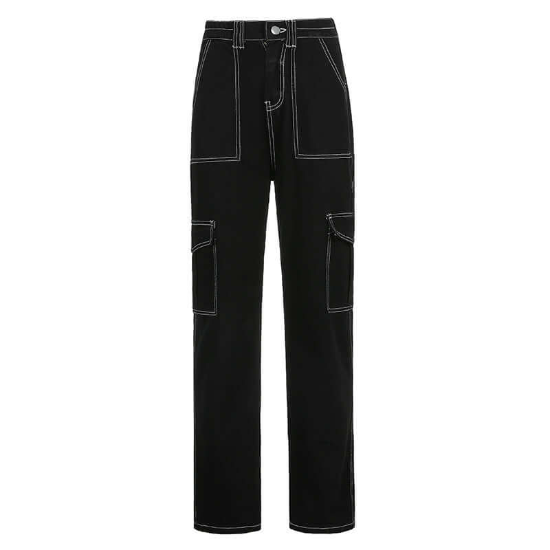 Straight Retro Pocket Jeans