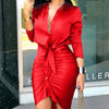 Elegant Lace-Up Midi Dress