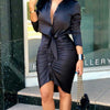 Elegant Lace-Up Midi Dress