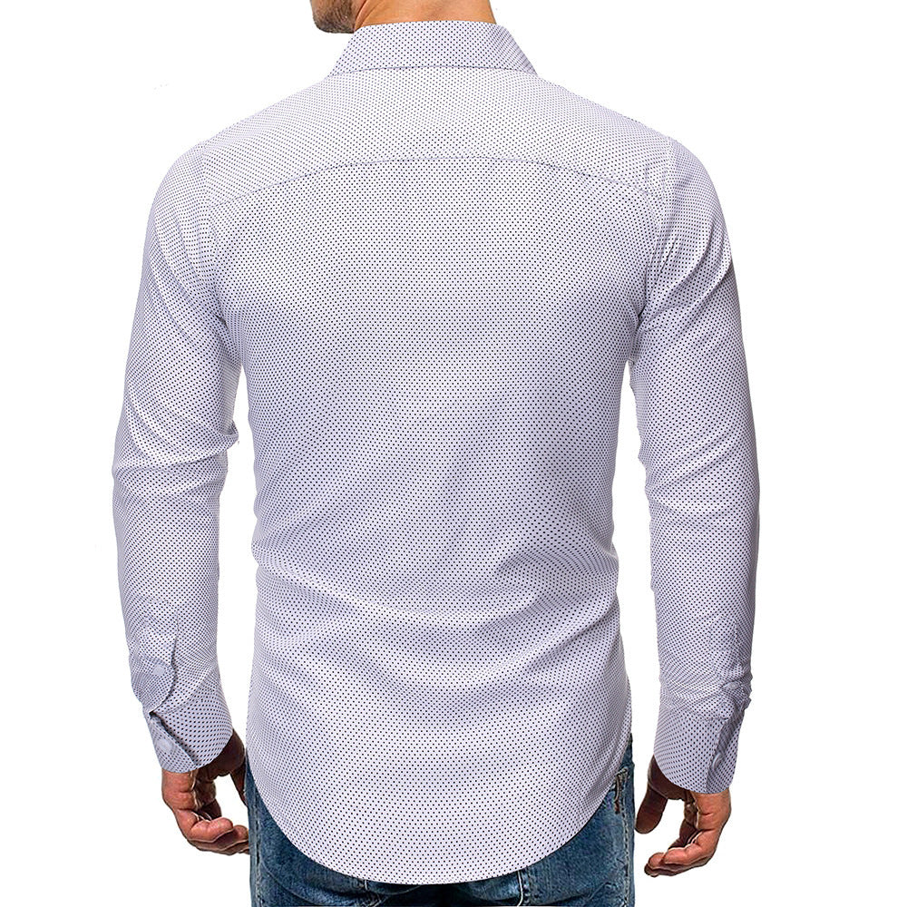 Men's Polka Dot Slim Long Sleeved Shirt