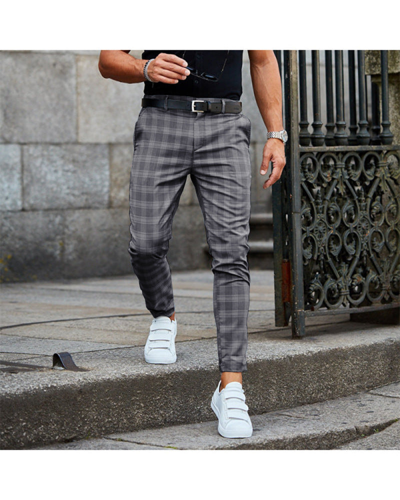 Loose Plaid Print Trousers