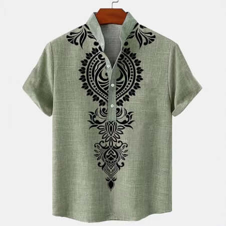 Men’s 3D Print Linen Shirt
