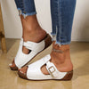 Casual white Roman slippers for women with open toe design and comfortable EVA sole, perfect for summer outings.