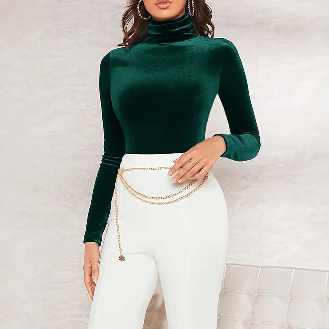 Velvet Turtleneck Top