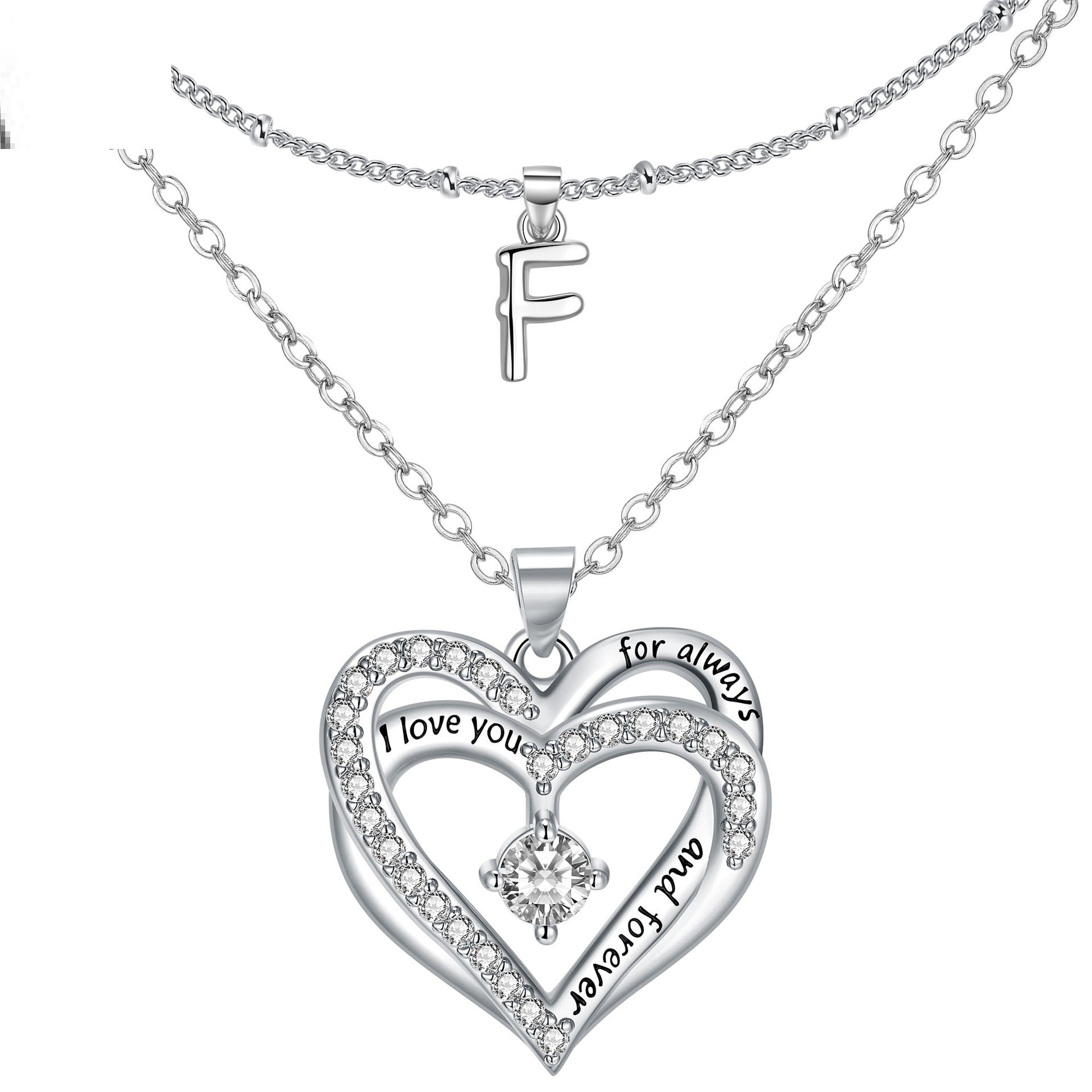 Double-Heart Double-layer Necklace Romantic High-grade Pendant Female European And American Fashion Jewelry