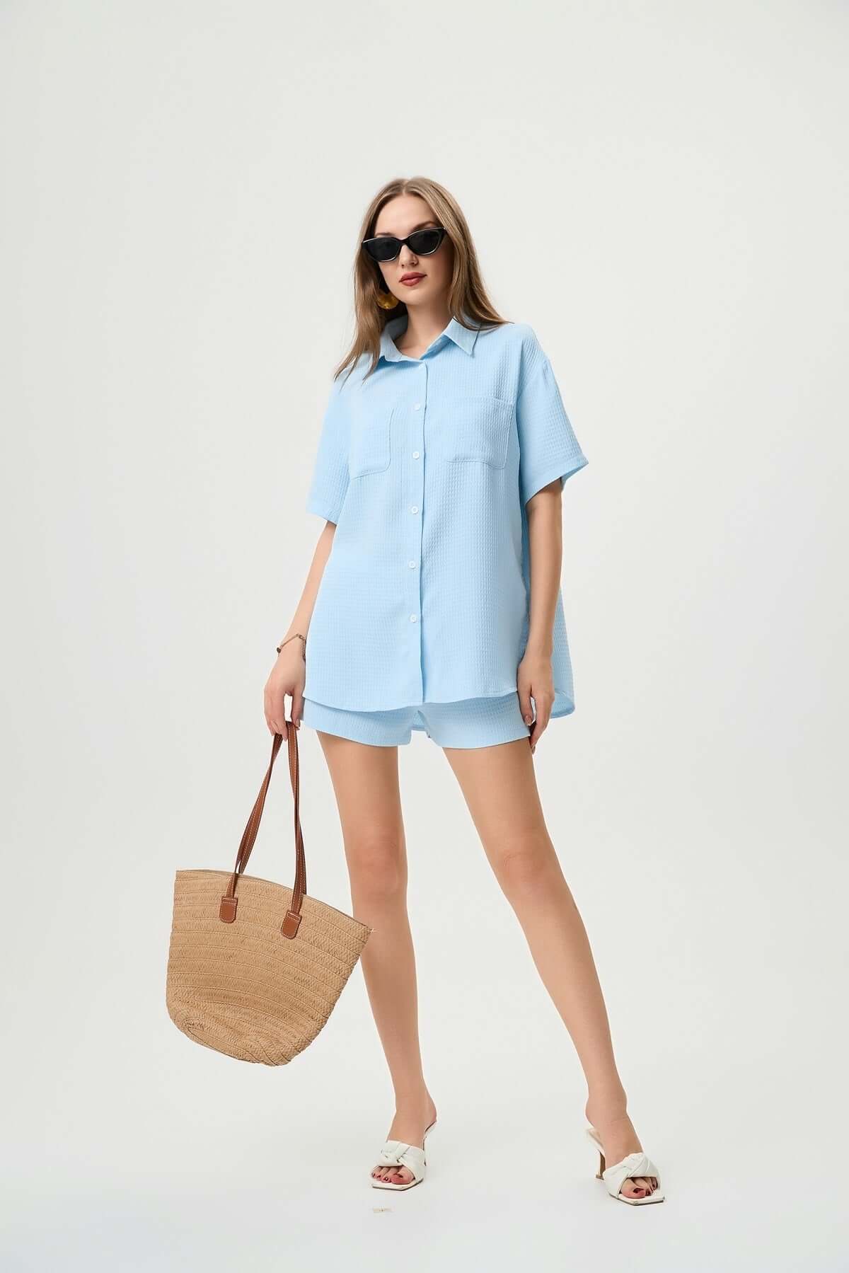 Waffle Shirt & Shorts Set