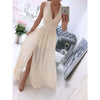 Solid V-Neck Sleeve Dress