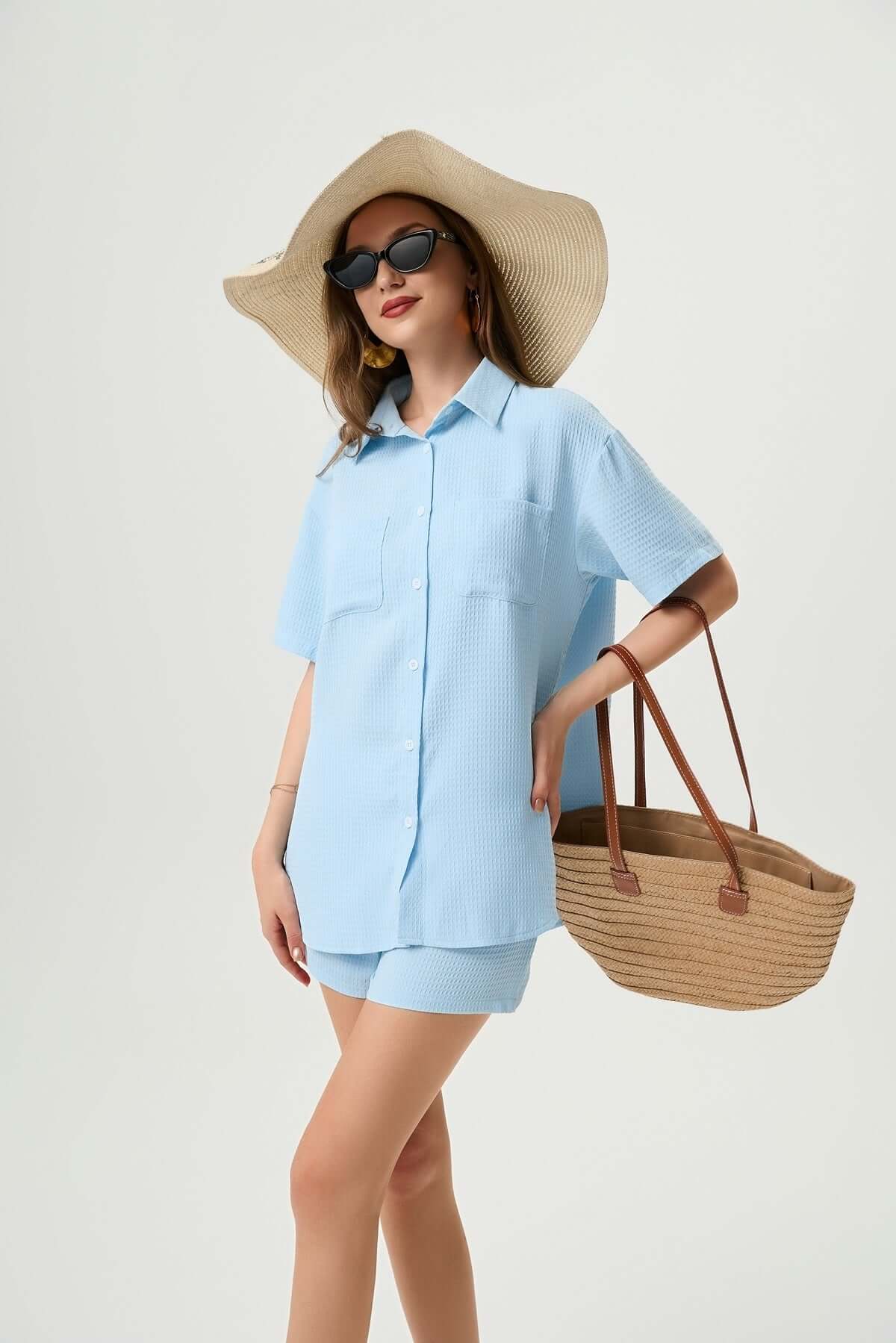 Waffle Shirt & Shorts Set