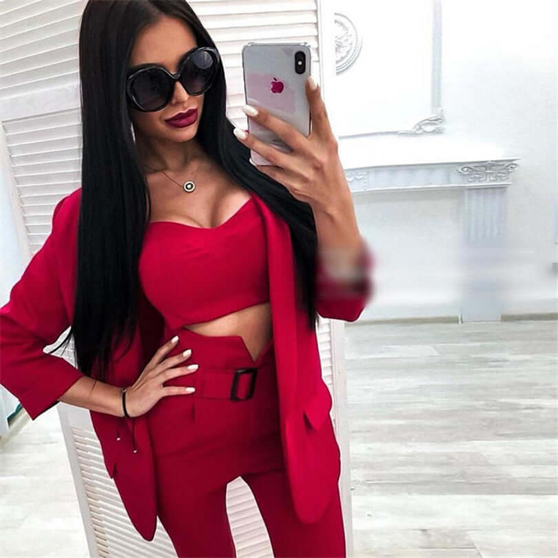 Women's solid color suit