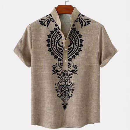 Men’s 3D Print Linen Shirt