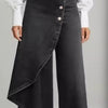 Unique Straight-leg Pants Fashion Large Ruffled Buttons Trousers Women's Faux Jeans Clothing