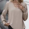 Women's New V-neck Solid Color Basic Versatile Shirt