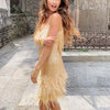 V-neck Feather Stitch Dress