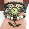 Vintage casual flying heart pendant bracelet belt watch