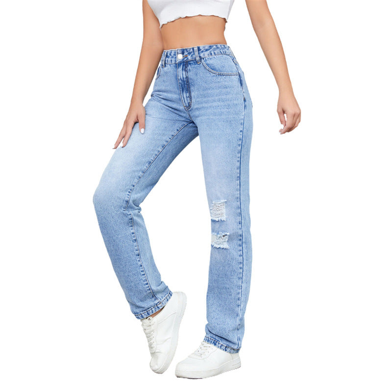 Women's Loose Ripped High Waist Jeans – Effortless Street Style Denim