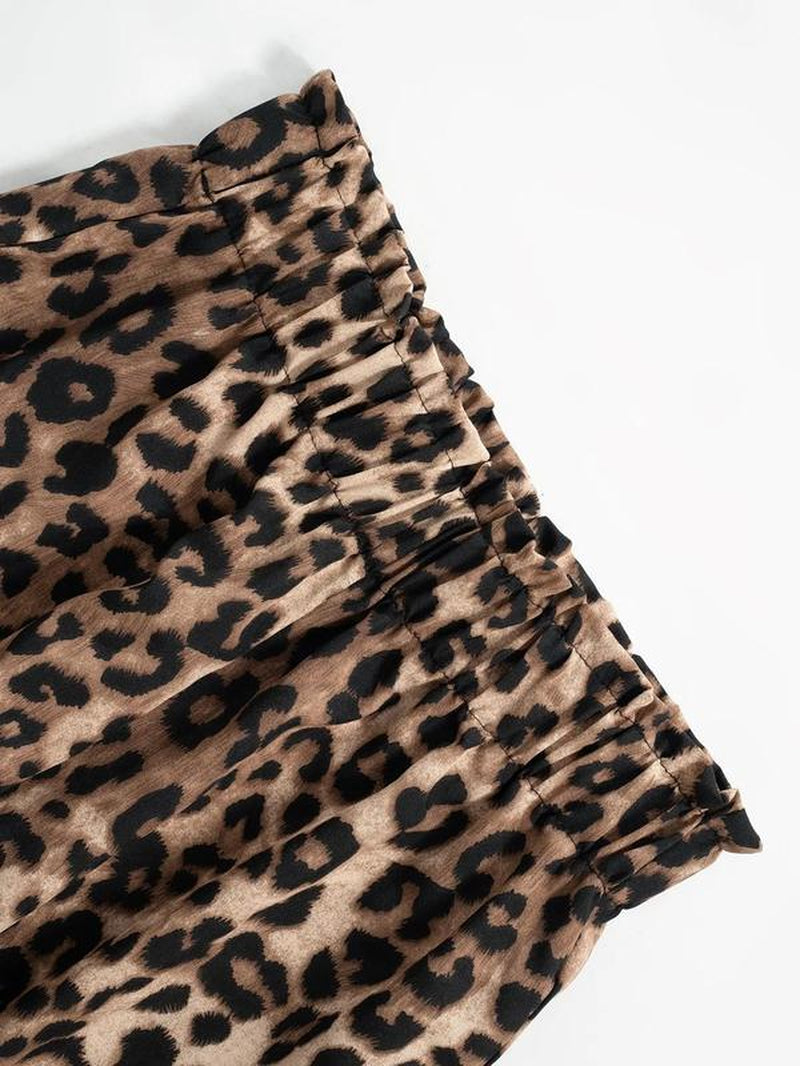 Women'S Leopard Print Wide Leg Pants, Casual Comfy Trousers for Daily Wear, Ladies Bottoms for All Seasons
