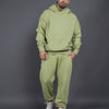 Men's Casual Loose Solid Color Hooded Sweatshirt Pants