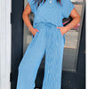 Blue Knit Tee & Pants Set