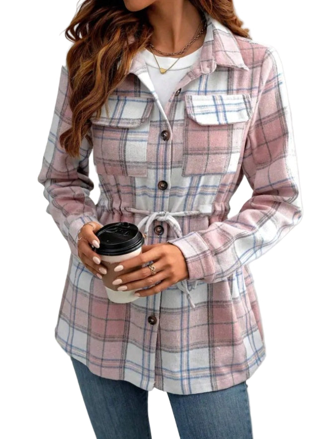 Plaid Front Button Loose Shirt