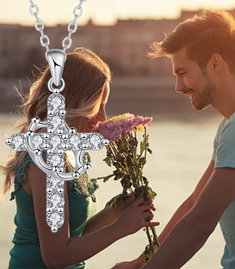 Women's Fashion Crown Cross Necklace