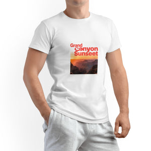 Grand Canyon Printed Men's Pure Cotton T-shirt - Casual Round Neck, Slightly Elastic, Suitable For Summer Knitted Fabric, Classic Fit Adult Shirt, Couple's Shirt