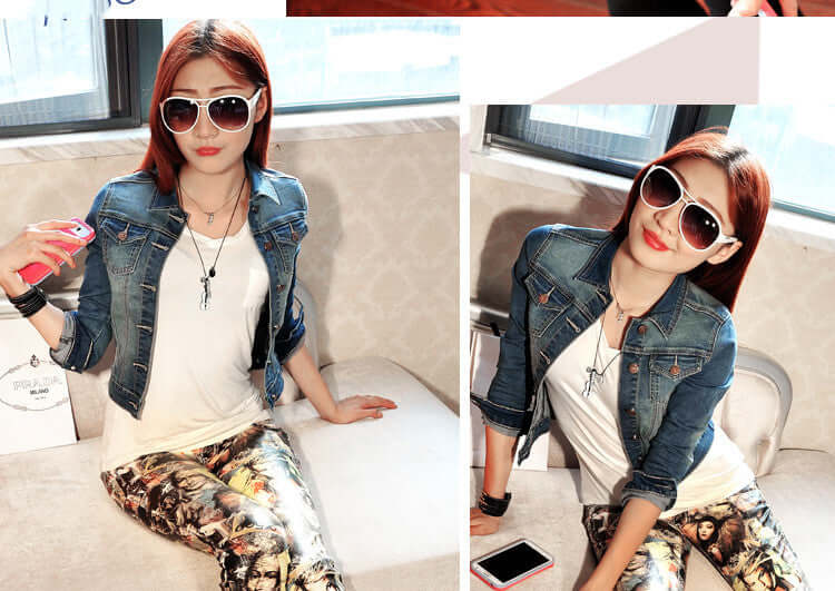 Slim Washed Blue Cotton Denim Jacket