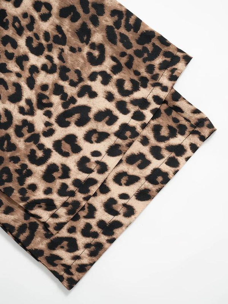 Women'S Leopard Print Wide Leg Pants, Casual Comfy Trousers for Daily Wear, Ladies Bottoms for All Seasons