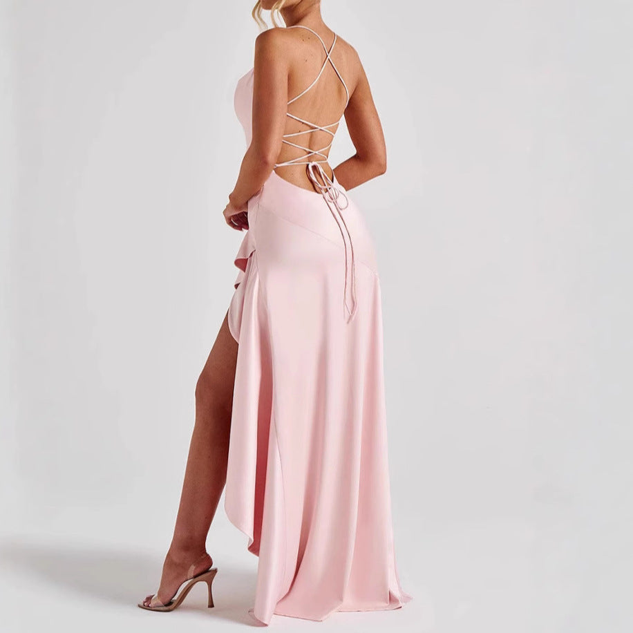 Backless Ruffle Suspender Maxi Dress — Evening & Party
