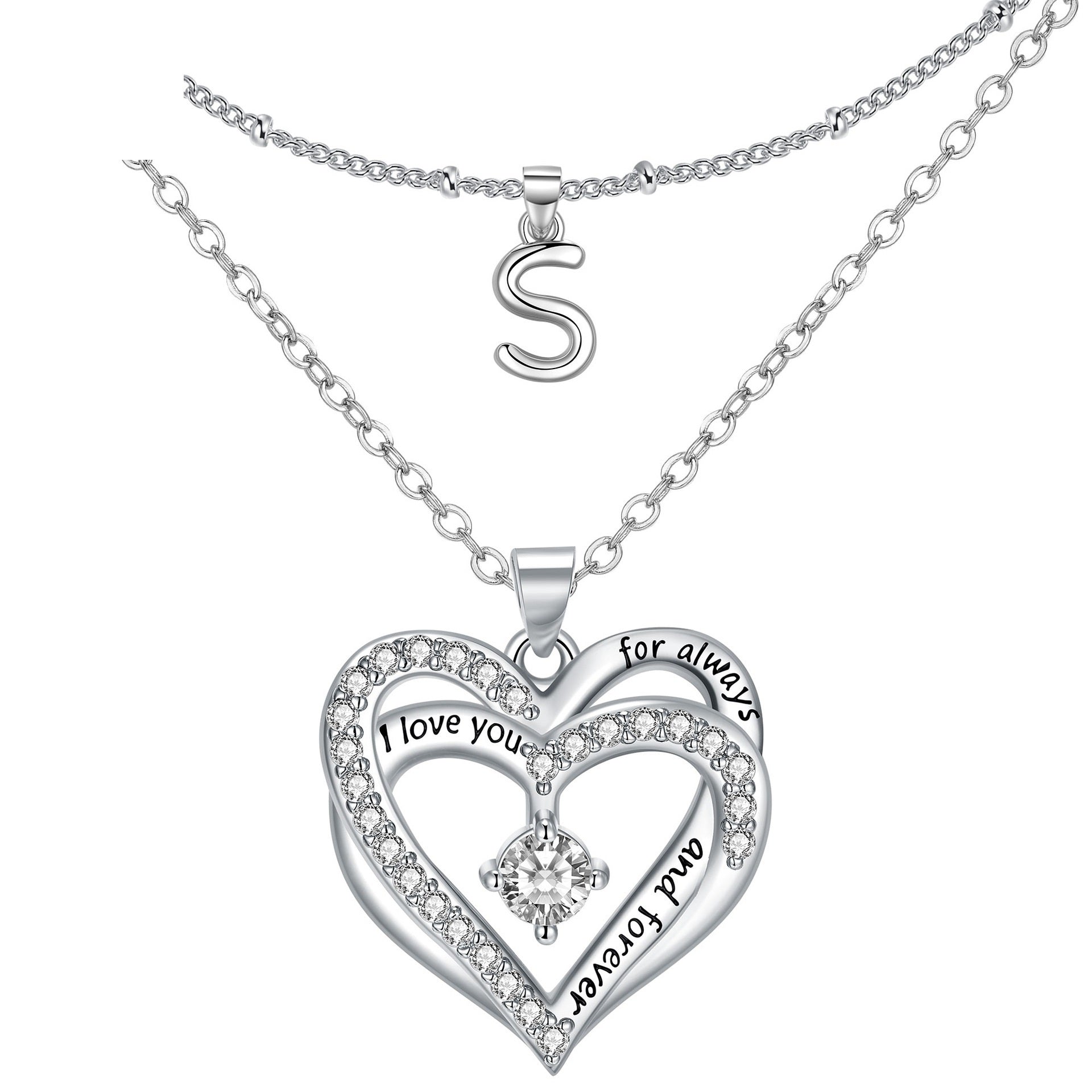 Double-Heart Double-layer Necklace Romantic High-grade Pendant Female European And American Fashion Jewelry