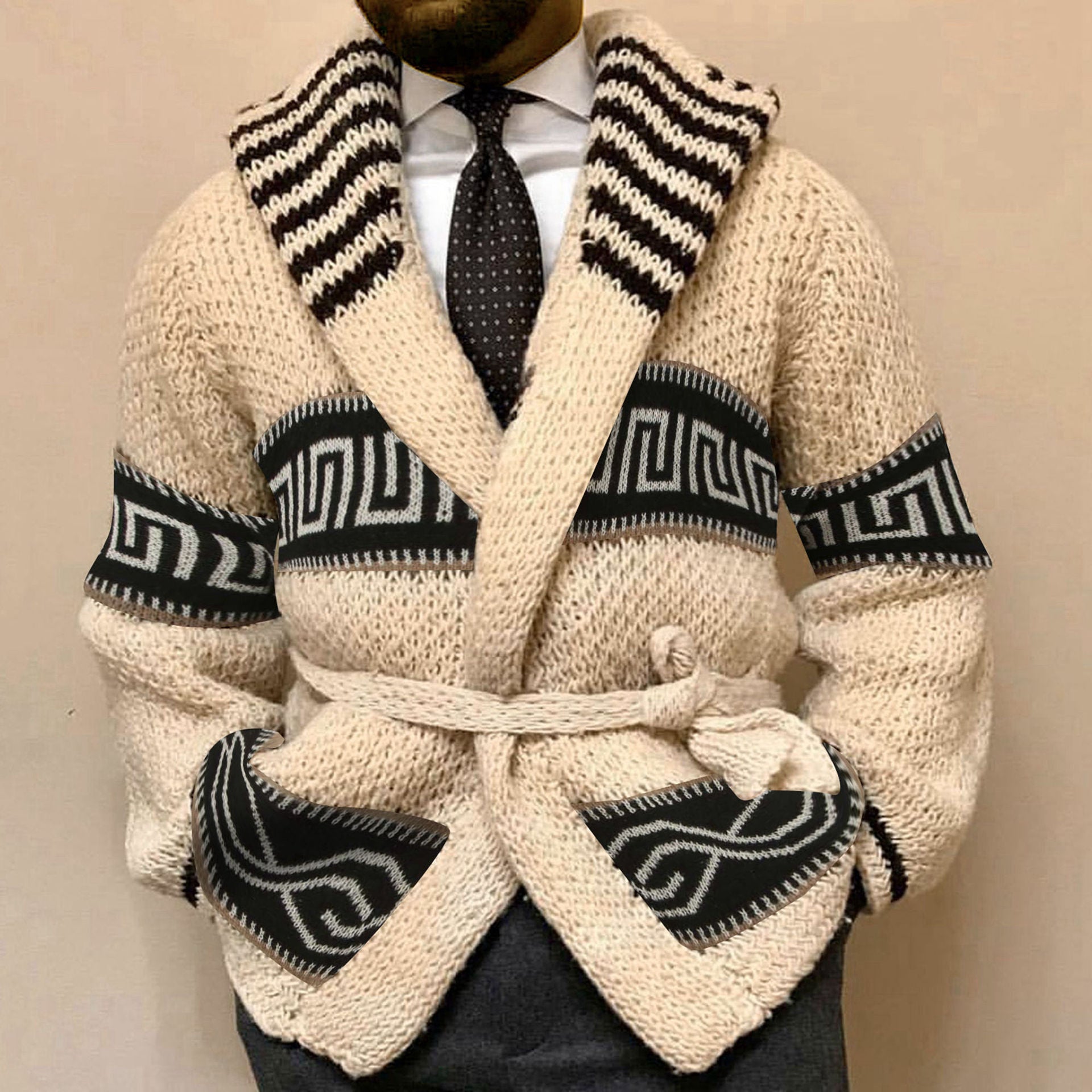 Men's Jacquard Sweater – Textured Luxury Knitwear