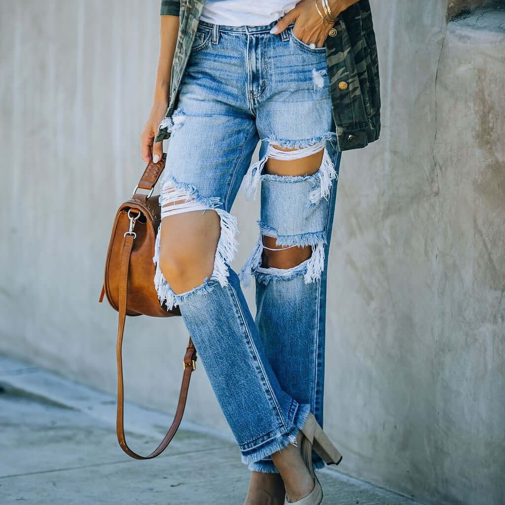 Ripped Straight Pants