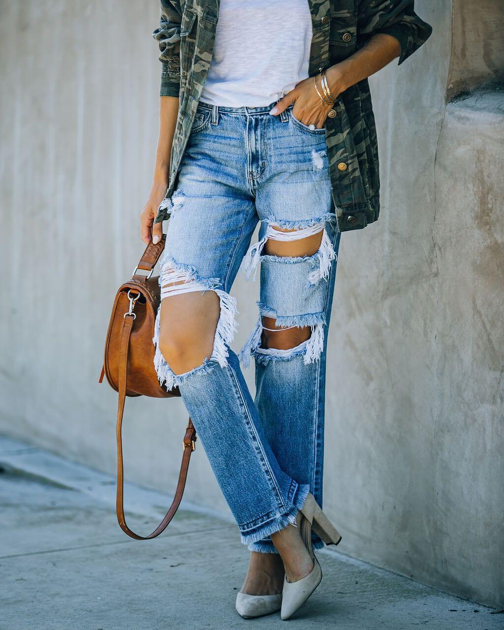 Ripped Straight Pants