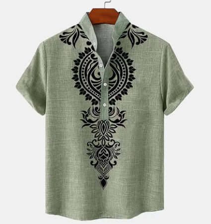 Men’s 3D Print Linen Shirt