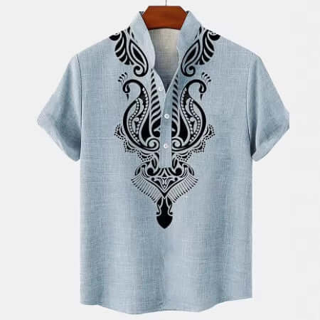 Men’s 3D Print Linen Shirt
