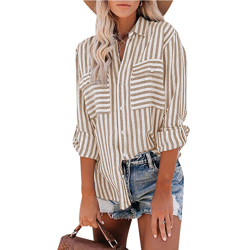 Men's Classic Stripe Shirt – Versatile Style in Black, Blue & Brown