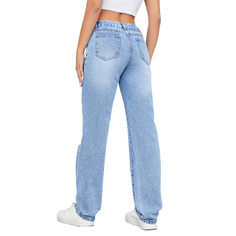 Women's Loose Ripped High Waist Jeans – Effortless Street Style Denim